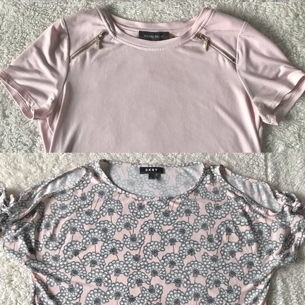 Short Sleeve Ivanka Trump Top & DKNY Shoulder Cut-Out Top Women’s Size Medium